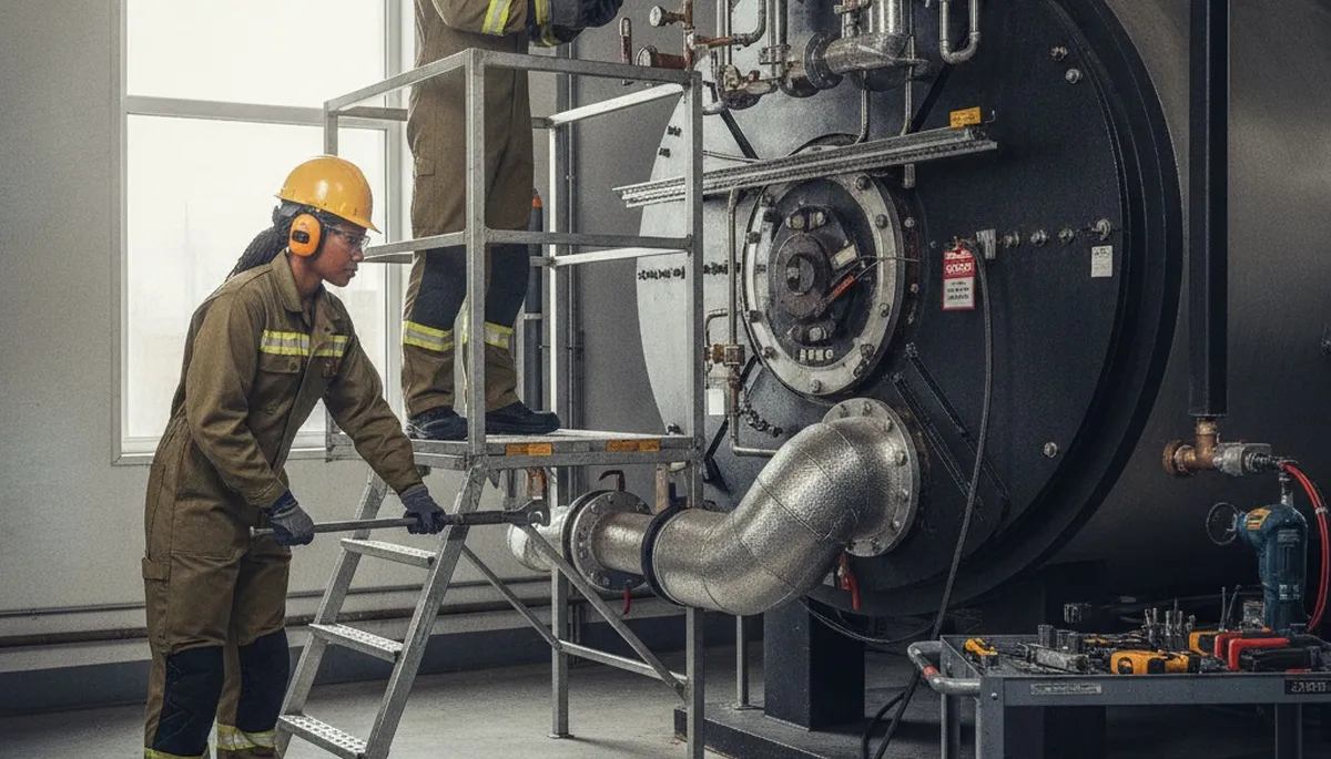 Boiler repair technician servicing Hoboken, NJ home heating system for reliable winter warmth