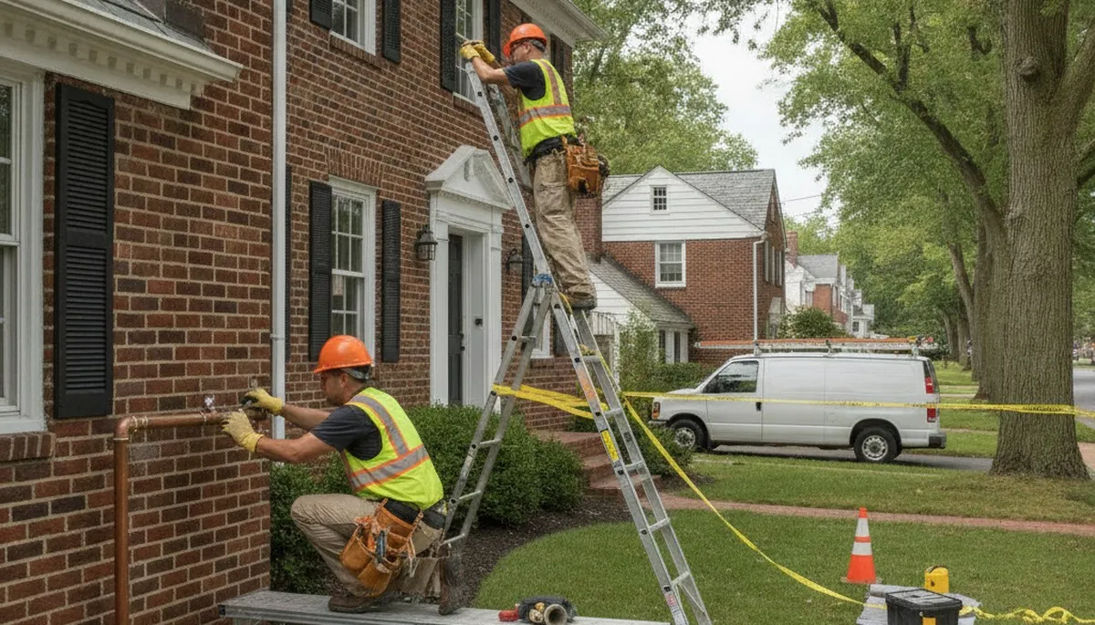 Hoboken, NJ plumber repairing a pipe for a plumbing service call