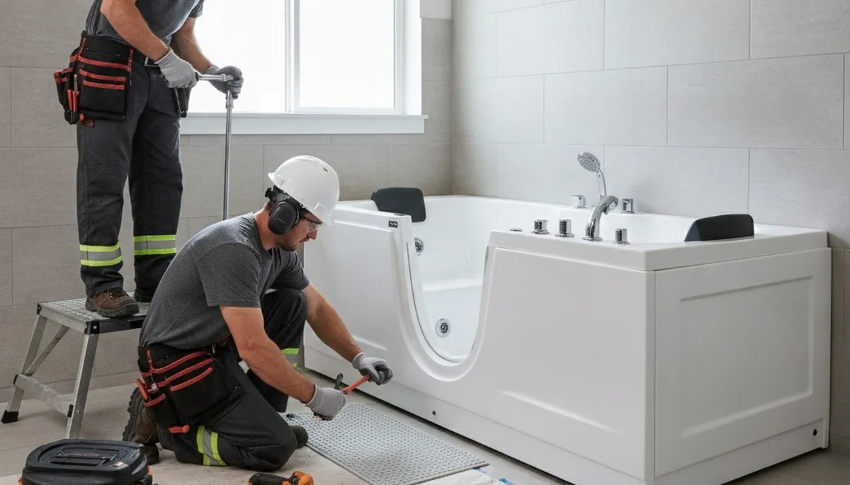 Walk-in tub installation by Hoboken, NJ plumber for safer home bathing
